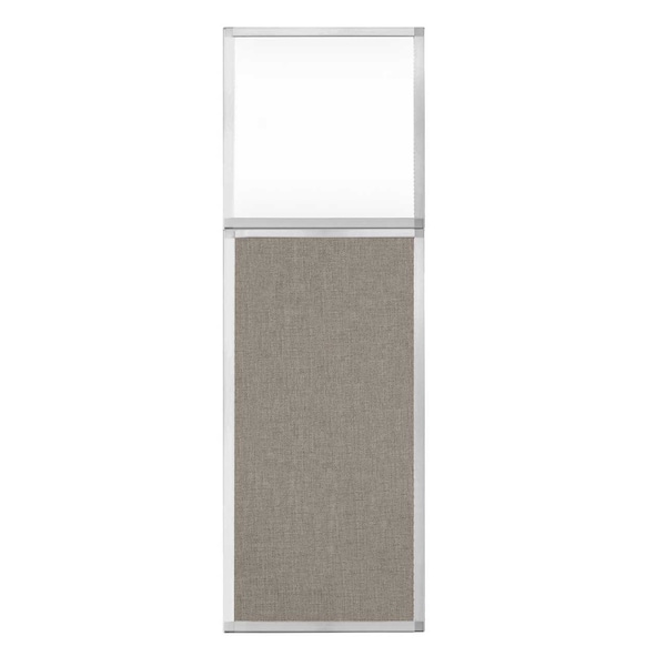Hush Panel Configurable Cubicle Partition 2' x 6' W/ Window Warm Pebble Fabric Clear Window